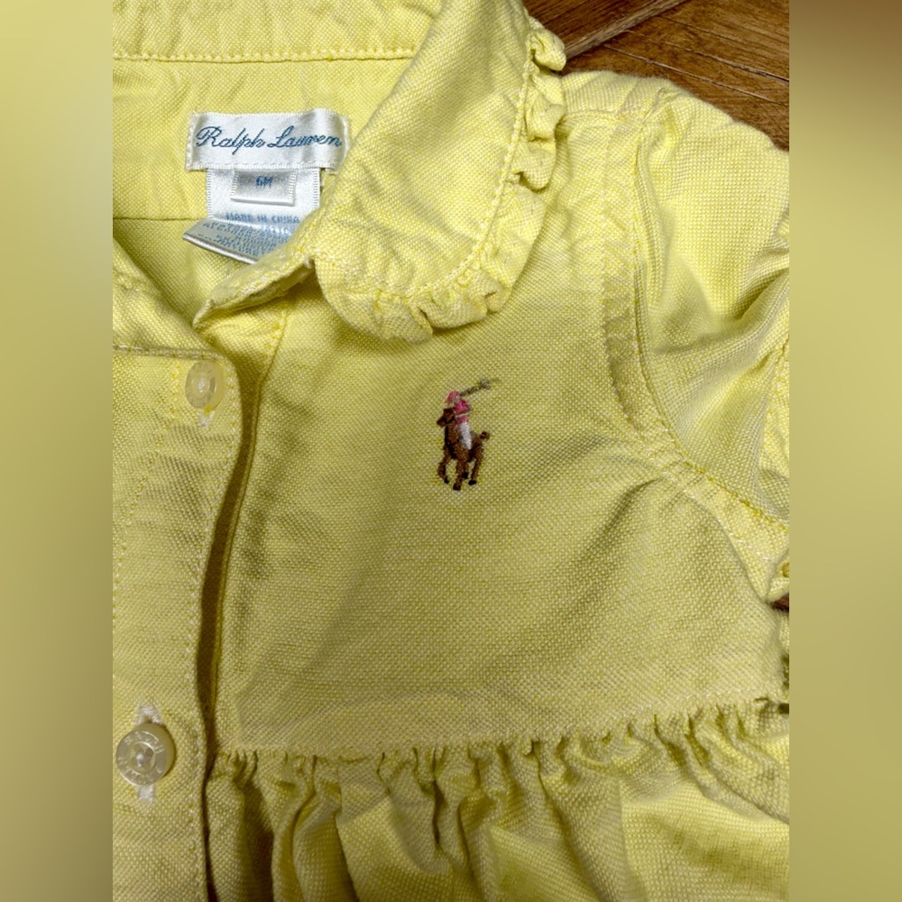 Ralph Lauren all cotton sunshine yellow dress - 6 months / tiny ruffle details